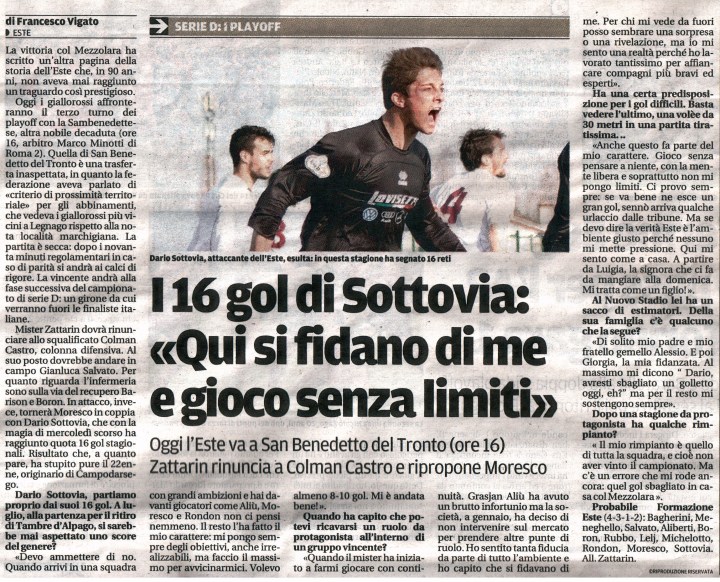 Intervista a DARIO SOTTOVIA, il BOMBER!